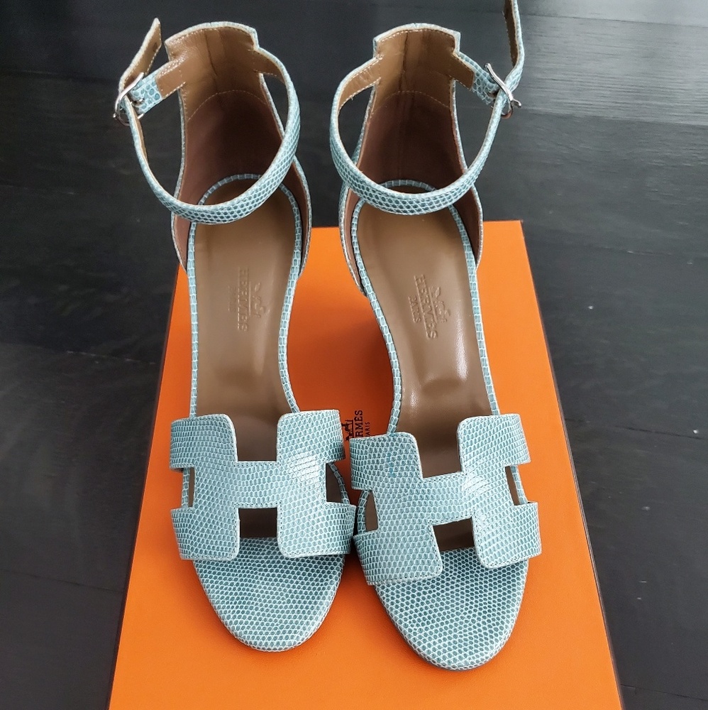 💯 Authentic Hermes Legend Lizard Sandal 35.5 BNIB